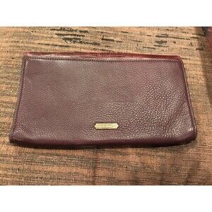 Vince Camuto Bordeaux Purple Leather Snakeskin Julia Clutch Purse